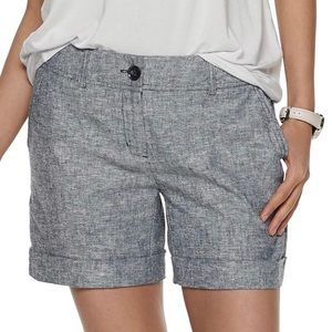 4/$25 APT. 9 Linen Blend Cuffed Chino 5” Torie Midrise Shorts in Grey size 4